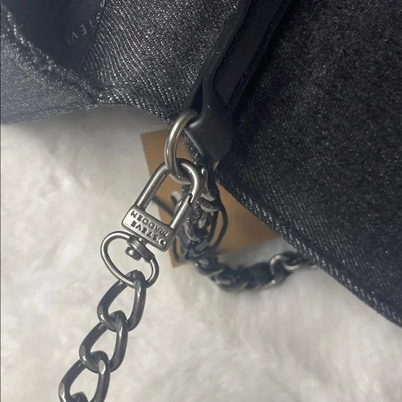 Steve Madden - Black/Charcoal Denim Borla Rose Bud Chain Crossbody - Picture 8 of 13